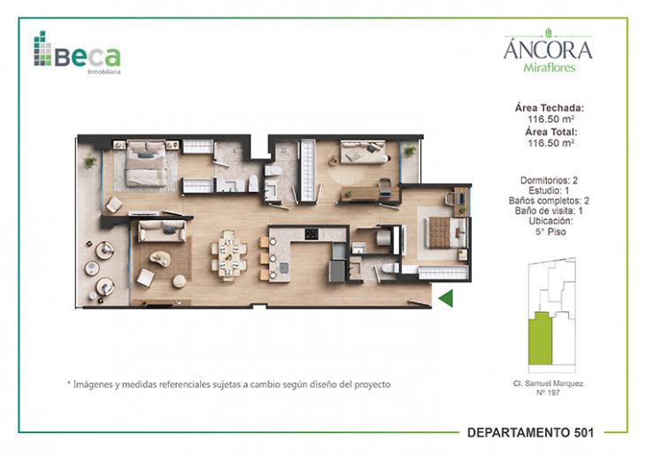 Plano del modelo Tipo 8 del proyecto Áncora en Miraflores