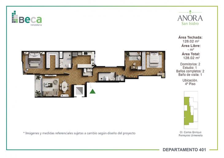 Plano del modelo Tipo 5 del proyecto Anora en San Isidro