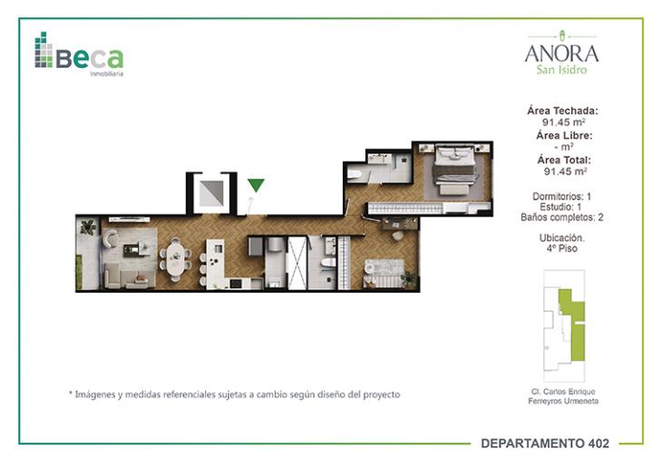 Plano del modelo Tipo 6 del proyecto Anora en San Isidro