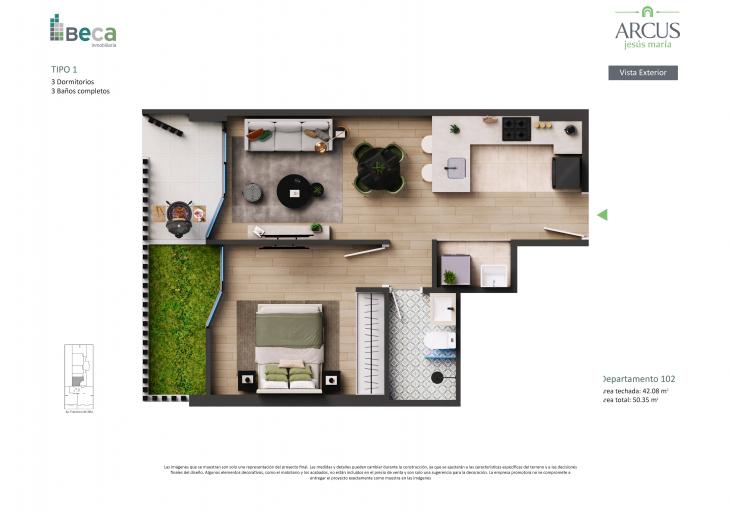Plano del modelo Tipo 2 del proyecto Arcus en Jesus Maria