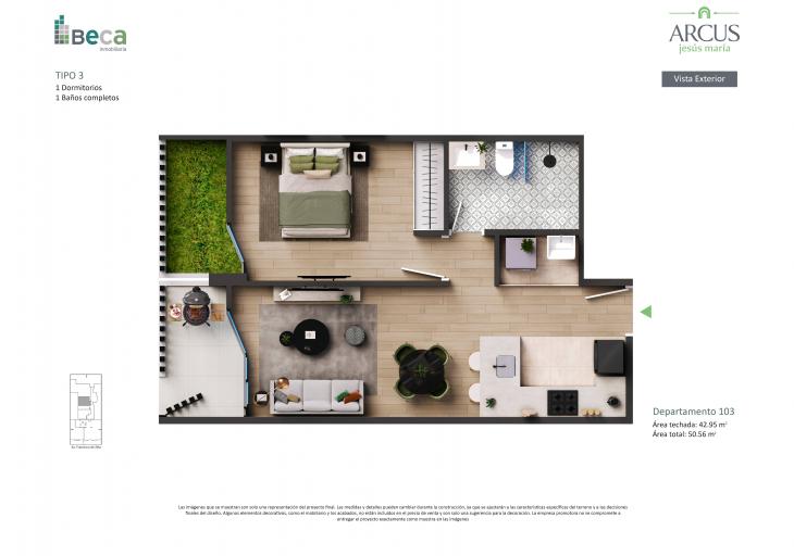 Plano del modelo Tipo 3 del proyecto Arcus en Jesus Maria