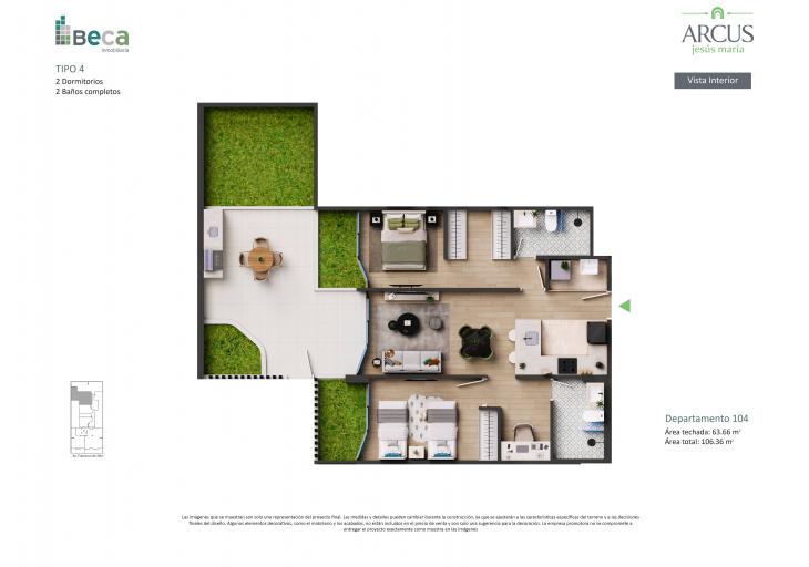 Plano del modelo Tipo 4 del proyecto Arcus en Jesus Maria