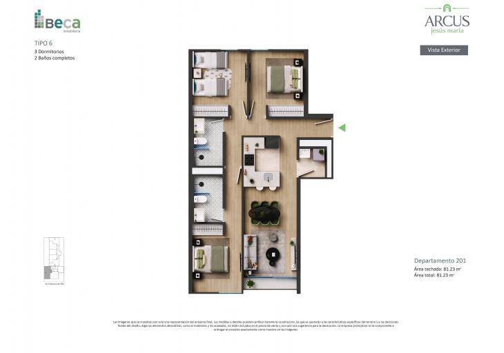 Plano del modelo Tipo 6 del proyecto Arcus en Jesus Maria