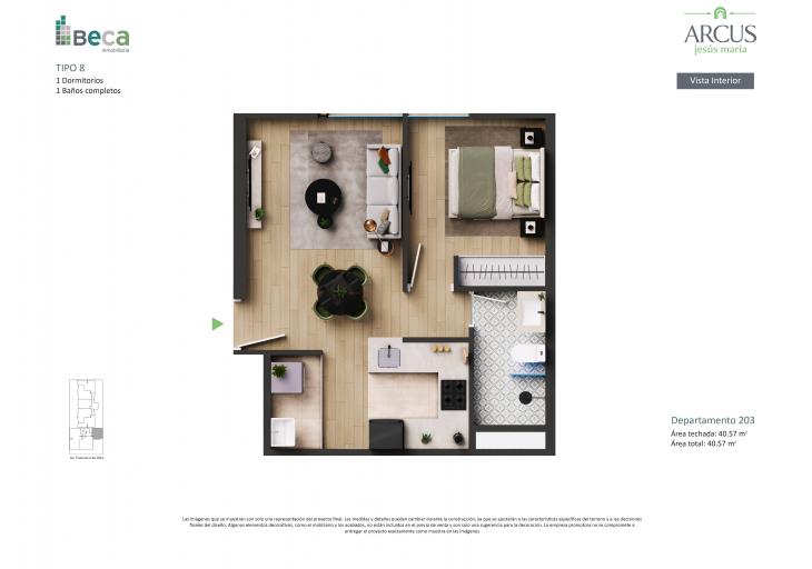 Plano del modelo Tipo 8 del proyecto Arcus en Jesus Maria