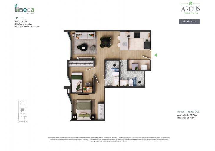Plano del modelo Tipo 10 del proyecto Arcus en Jesus Maria