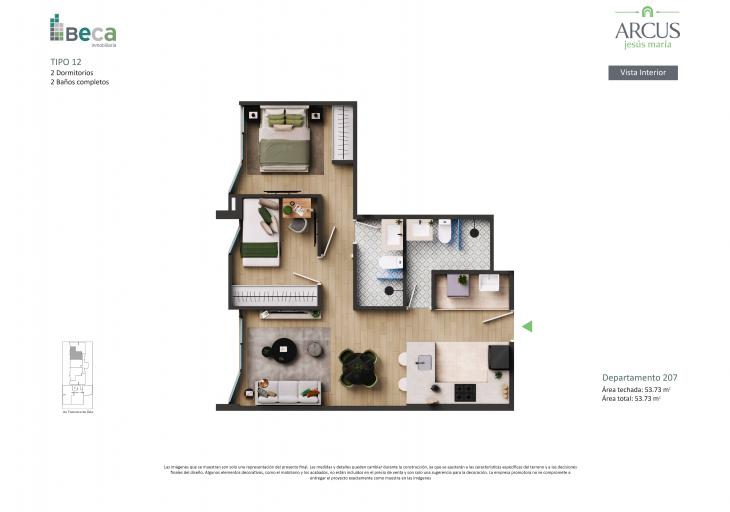 Plano del modelo Tipo 12 del proyecto Arcus en Jesus Maria