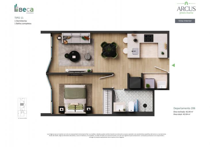 Plano del modelo Tipo 11 del proyecto Arcus en Jesus Maria