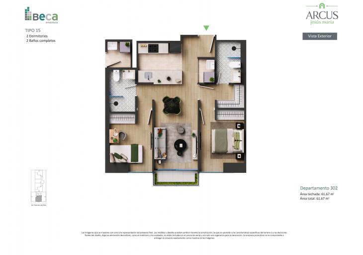 Plano del modelo Tipo 15 del proyecto Arcus en Jesus Maria