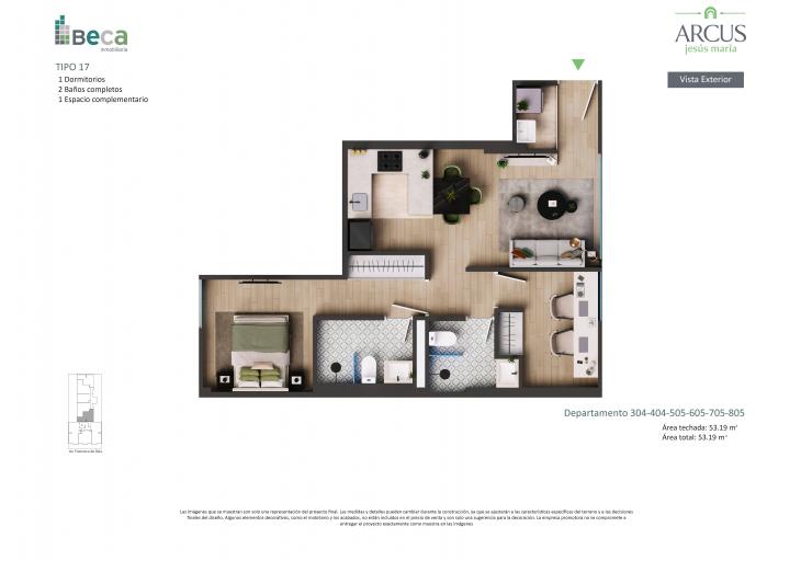 Plano del modelo Tipo 17 del proyecto Arcus en Jesus Maria