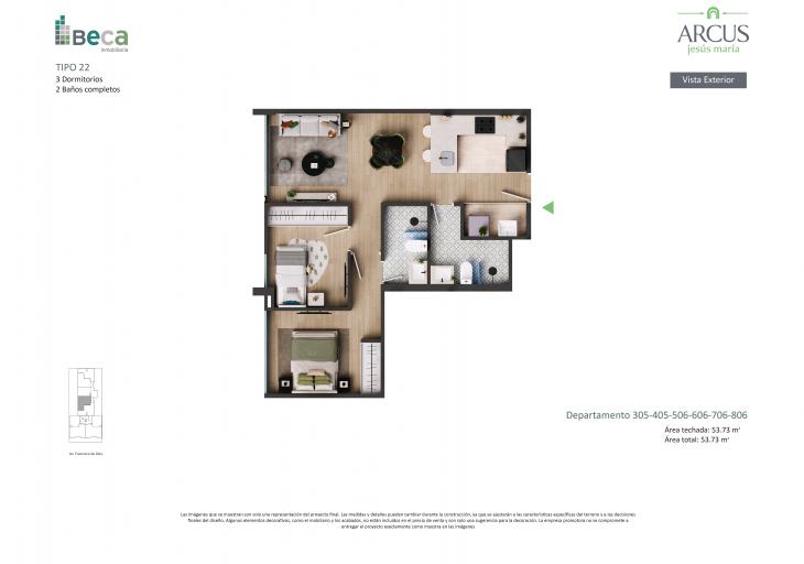 Plano del modelo Tipo 18 del proyecto Arcus en Jesus Maria