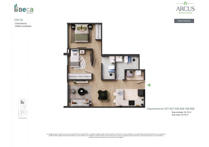 Plano del modelo Tipo 20 del proyecto Arcus en Jesus Maria