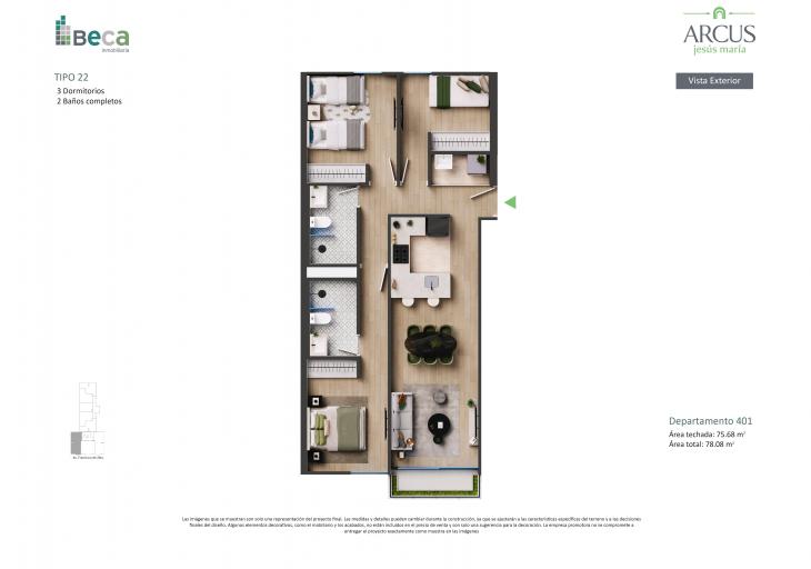 Plano del modelo Tipo 22 del proyecto Arcus en Jesus Maria