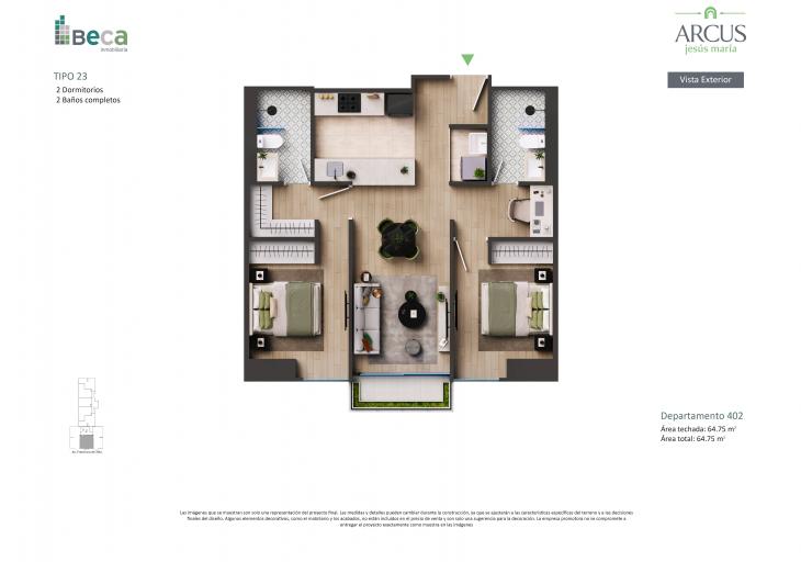 Plano del modelo Tipo 23 del proyecto Arcus en Jesus Maria