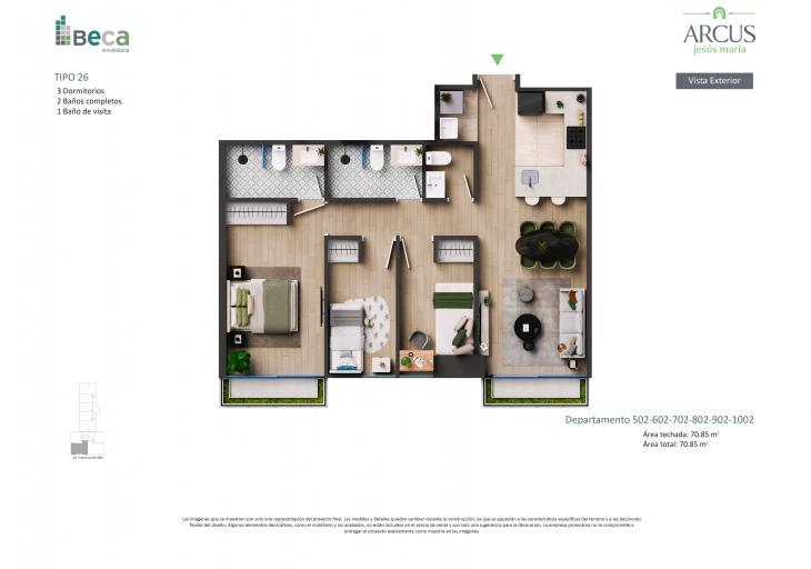 Plano del modelo Tipo 25 del proyecto Arcus en Jesus Maria