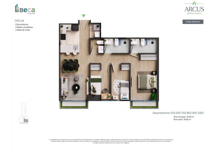 Plano del modelo Tipo 26 del proyecto Arcus en Jesus Maria