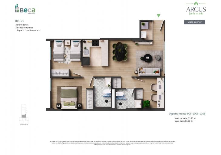 Plano del modelo Tipo 28 del proyecto Arcus en Jesus Maria