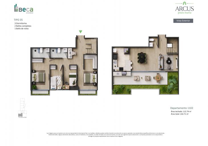 Plano del modelo Tipo 34 del proyecto Arcus en Jesus Maria