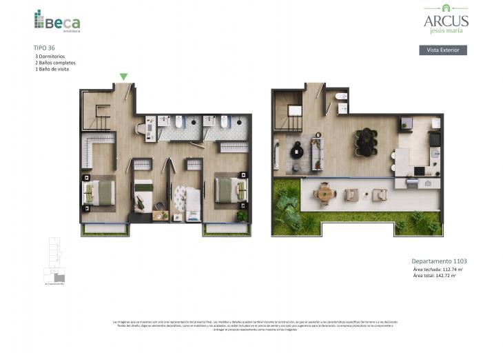 Plano del modelo Tipo 35 del proyecto Arcus en Jesus Maria