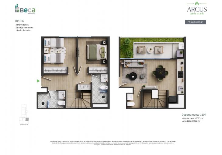Plano del modelo Tipo 36 del proyecto Arcus en Jesus Maria