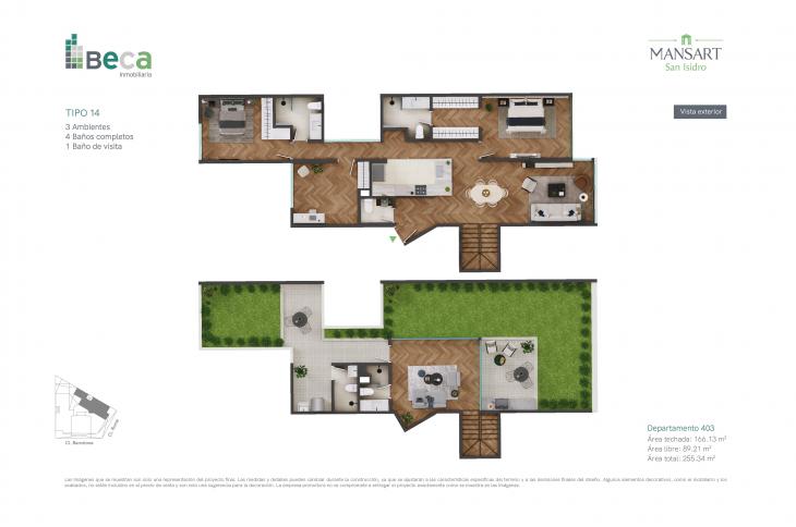 Plano del modelo Tipo 14 del proyecto Mansart en San Isidro