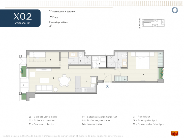 Plano del modelo X02 del proyecto KILLA en Miraflores