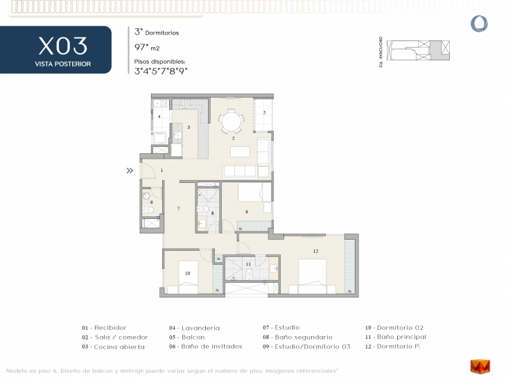 Plano del modelo X03 del proyecto KILLA en Miraflores