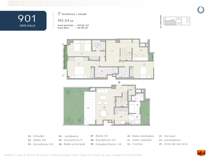 Plano del modelo 901 del proyecto KILLA en Miraflores