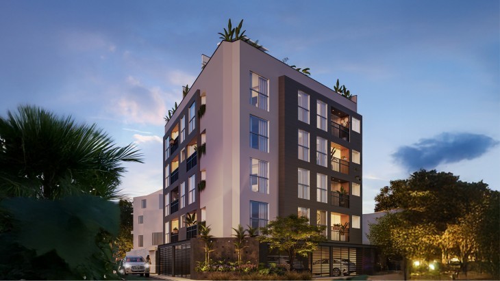 Fachada principal del proyecto ALBORADA LIVING en Santiago De Surco