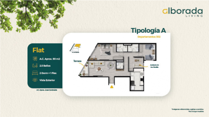 Plano del modelo Tipo A del proyecto ALBORADA LIVING en Santiago De Surco