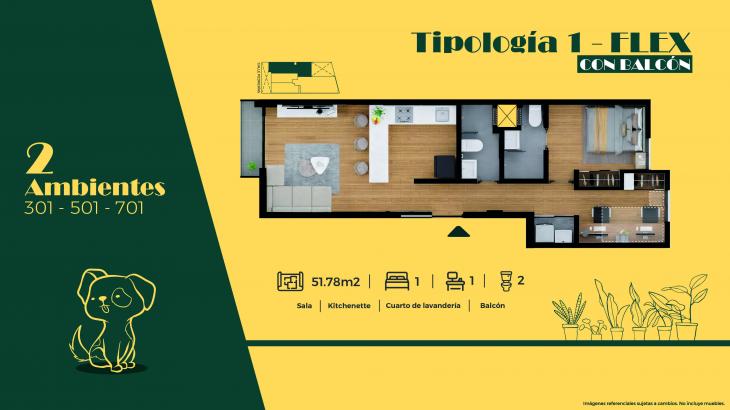 Plano del modelo T1B del proyecto Lucerna en San Miguel