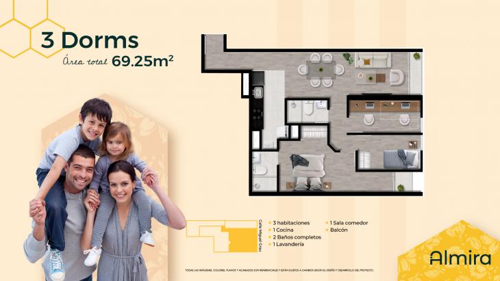 Plano del modelo TIPO B del proyecto Almira en San Miguel