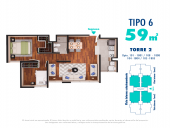 Plano del modelo ETAPA 5 - TORRE 1 - FLAT - Tipo 5 del proyecto Altos del Rímac - Etapa 5 en Rimac