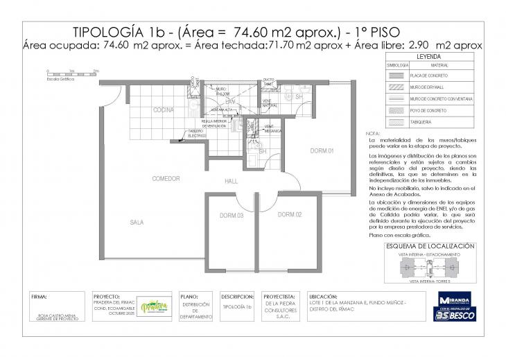 Plano del modelo ETAPA 5 - TORRE 6 - FLAT - Tipo 1b del proyecto Pradera del Rímac - Etapa 5 en Rimac