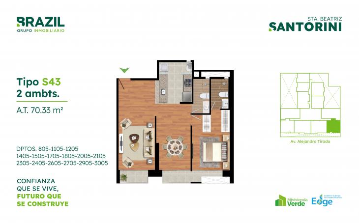 Plano del modelo S43 del proyecto Santorini en Cercado De Lima