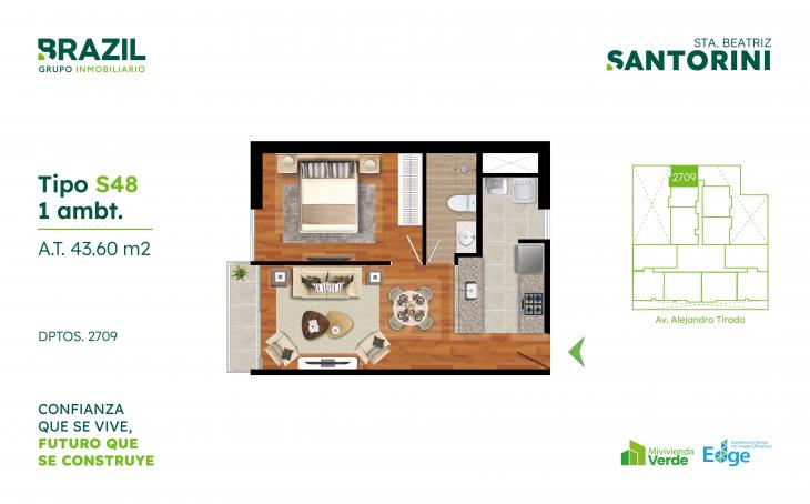 Plano del modelo S48 del proyecto Santorini en Cercado De Lima