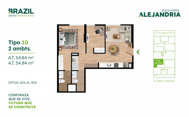 Plano del modelo TIPO 10 del proyecto Alejandria en Jesus Maria