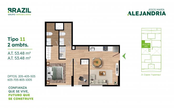 Plano del modelo TIPO 11 del proyecto Alejandria en Jesus Maria