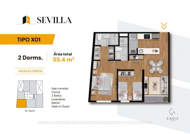Plano del modelo 1 del proyecto SEVILLA en San Miguel