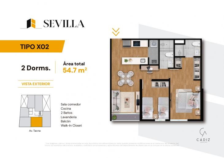 Plano del modelo 2 del proyecto SEVILLA en San Miguel