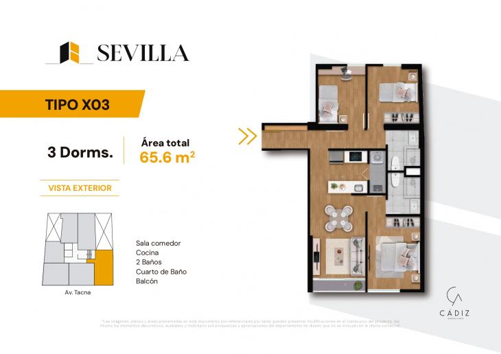 Plano del modelo 3 del proyecto SEVILLA en San Miguel