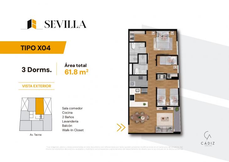 Plano del modelo 4 del proyecto SEVILLA en San Miguel