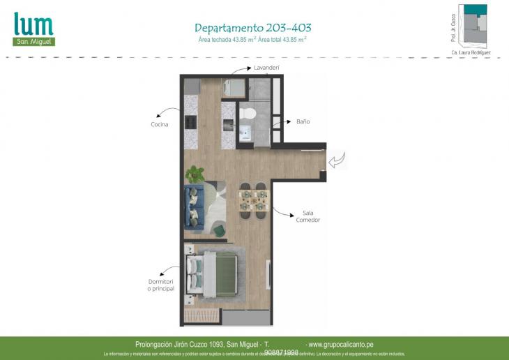 Plano del modelo X03 del proyecto LUM en San Miguel
