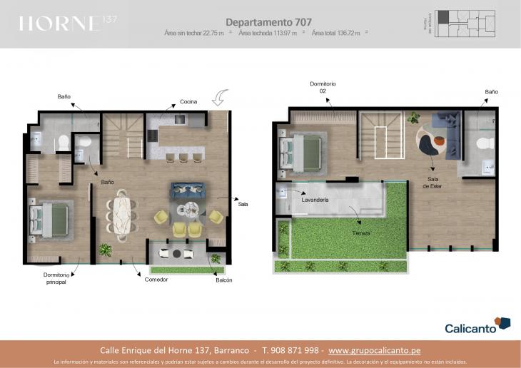 Plano del modelo 707 del proyecto Horne en Barranco