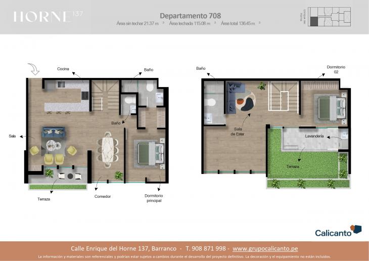Plano del modelo 708 del proyecto Horne en Barranco