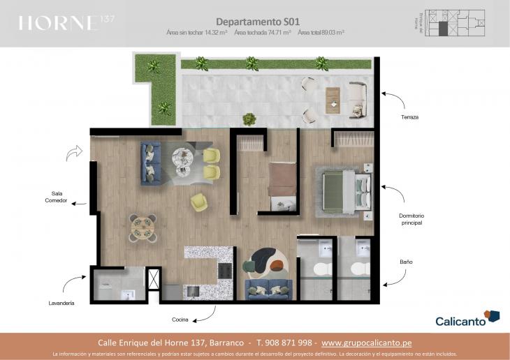 Plano del modelo SX01 del proyecto Horne en Barranco