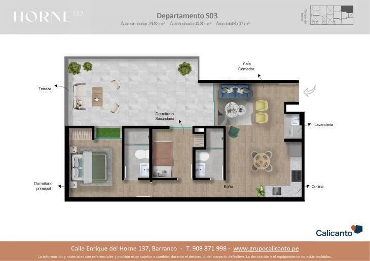 Plano del modelo SX03 del proyecto Horne en Barranco