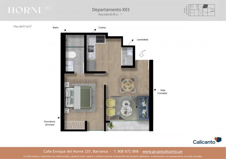 Plano del modelo X01 del proyecto Horne en Barranco
