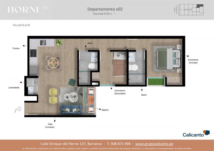 Plano del modelo X02 del proyecto Horne en Barranco