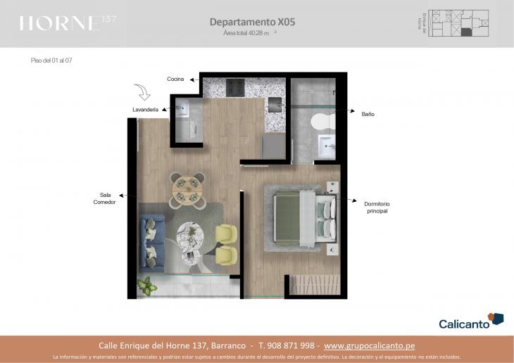 Plano del modelo X05 del proyecto Horne en Barranco