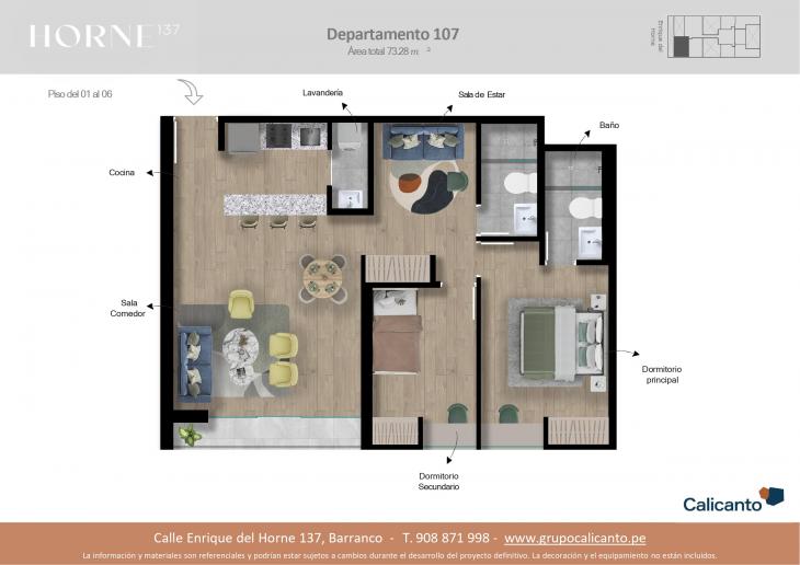 Plano del modelo X07 del proyecto Horne en Barranco